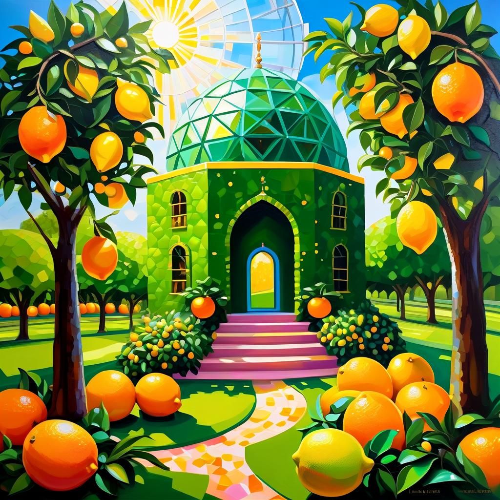 Fresh Spring Citrus Castle in Expressionist Style