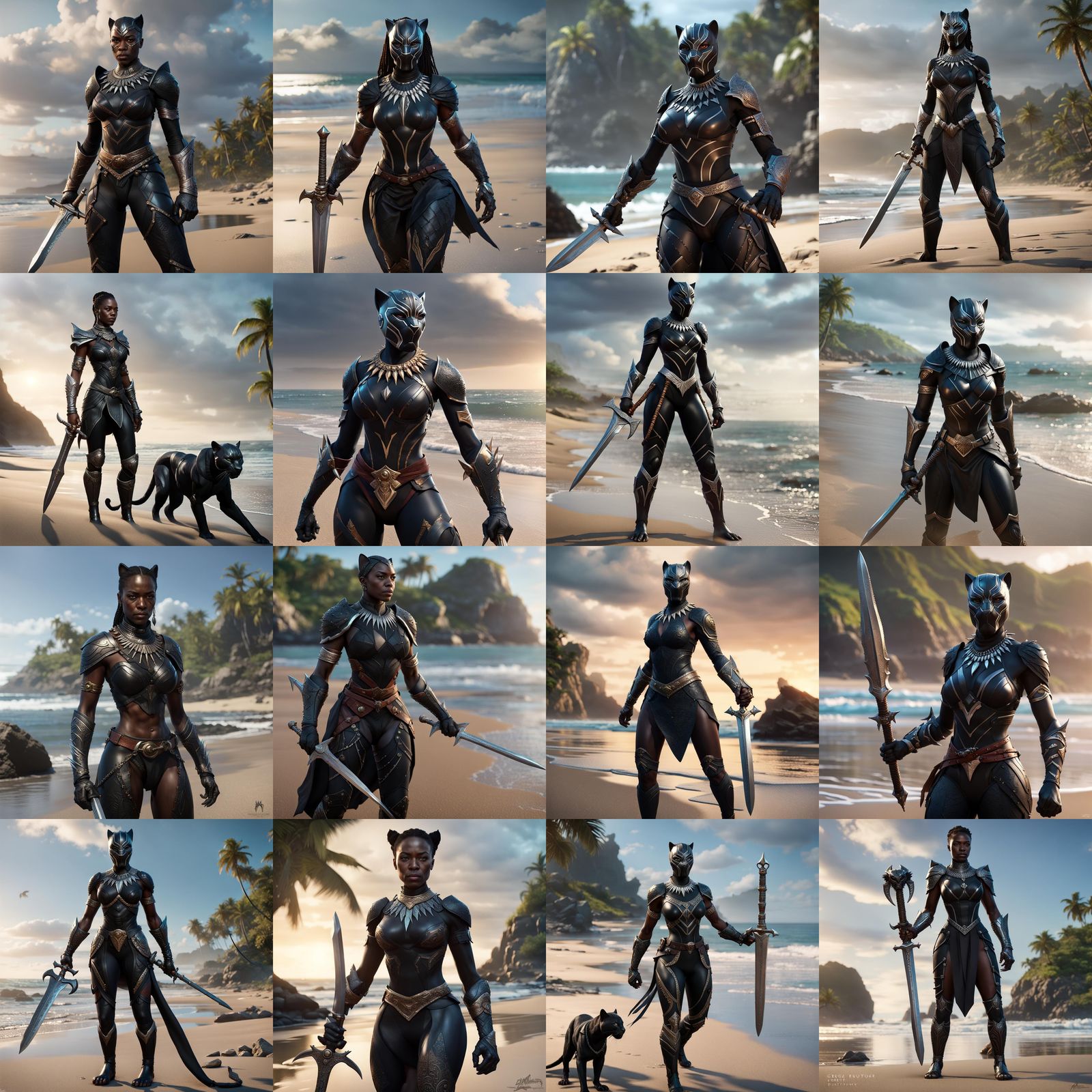 Rakasha Black Panther Hybrid with Dagger, Dark Fantasy Art