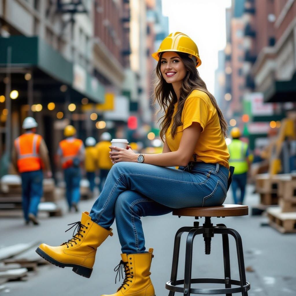 Construction Worker at New York Site, Digital Art