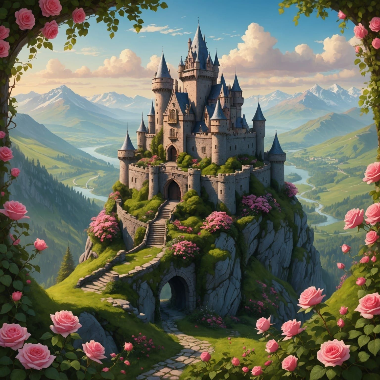 Fae Castle View on Whimsical Mountain