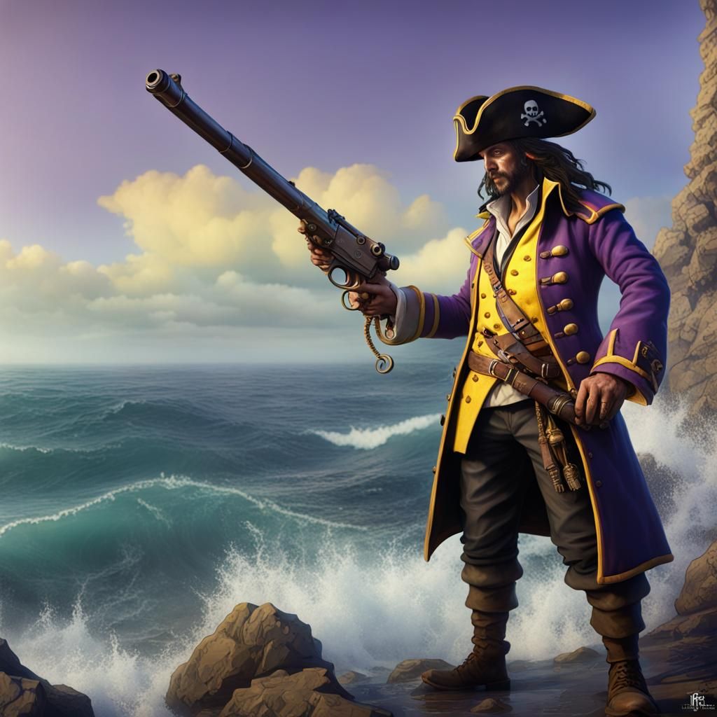 Pirate with Yellow Jacket: Dark Fantasy Art