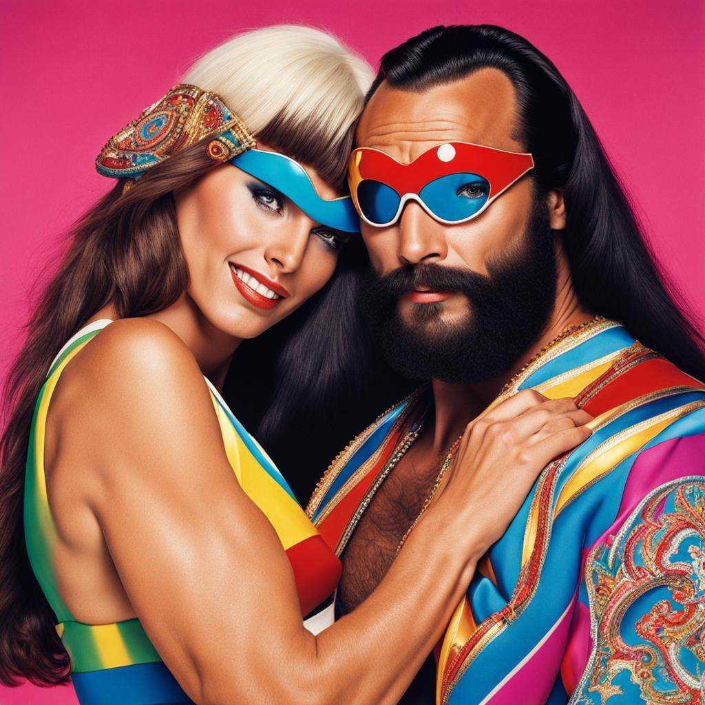 Colorful Embrace of a Man and Woman