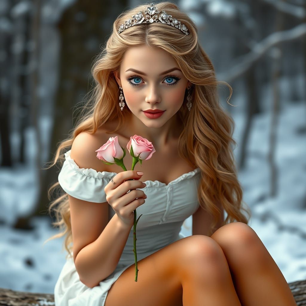 Renaissance Princess with Strawberry Blonde Hair and Diamond...