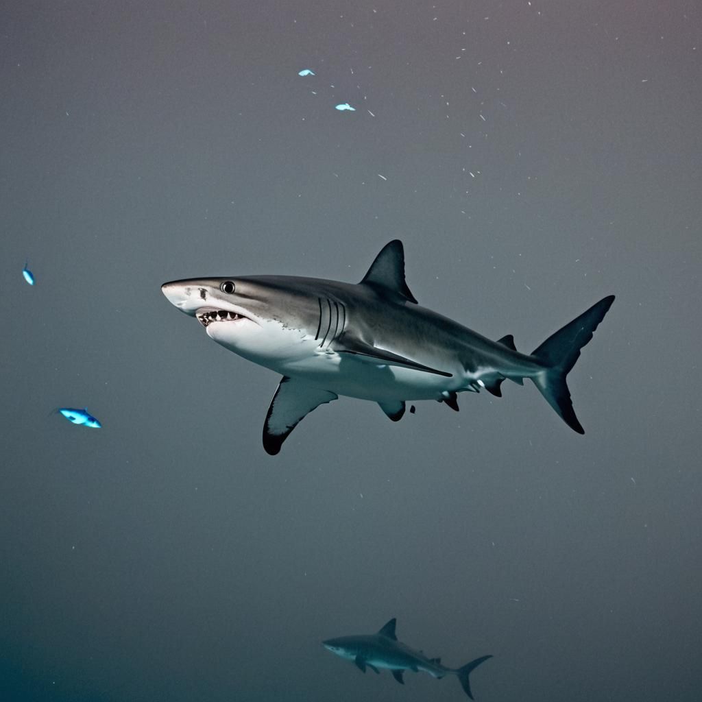 Double Jaw Shark in Bioluminescent Ocean
