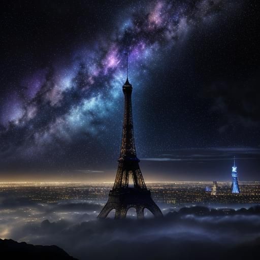 Eiffel Tower and Milky Way Galaxy: Epic Fantasy