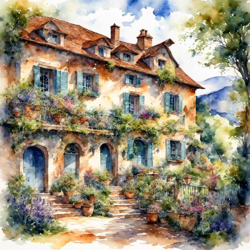 Charming Country House with Blue Shutters