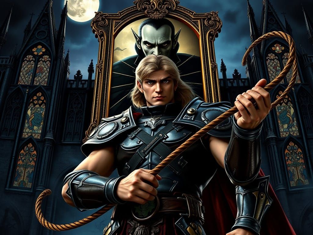 Simon Belmont Stands Tall Against Dracula's Portrait in Goth...