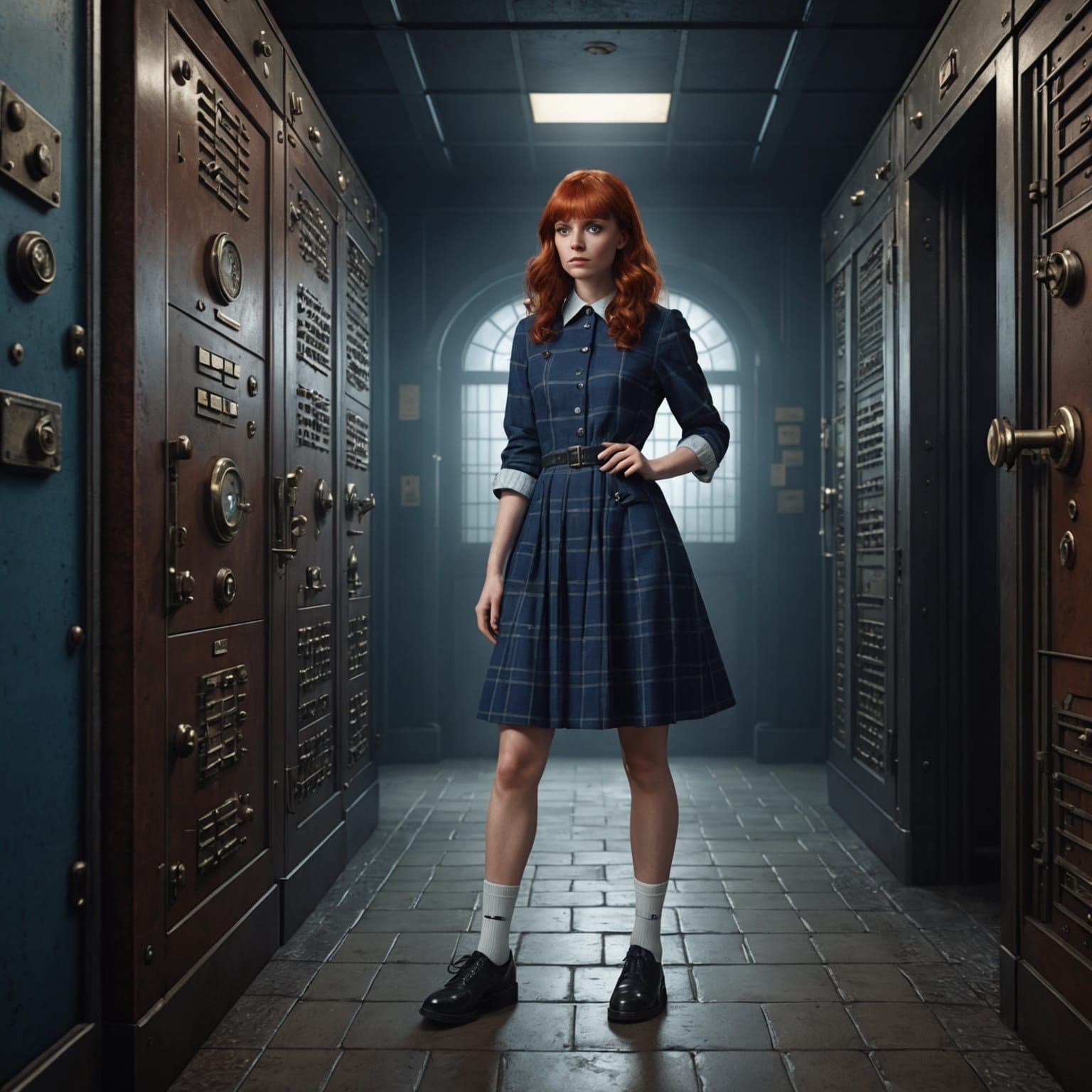 Detective Searches for Clues in Bank Vault