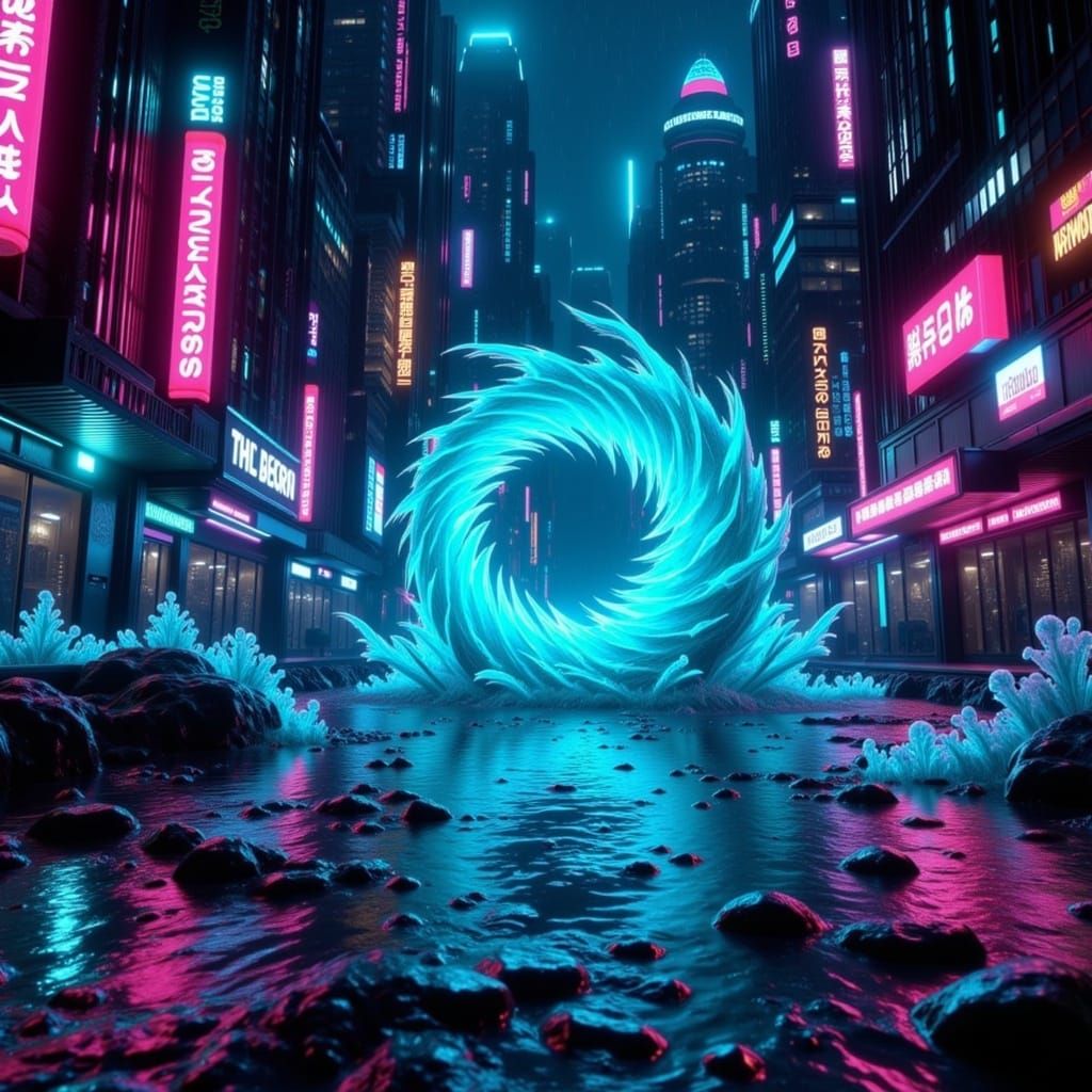 Cyberpunk Vortex: Neon City Portal