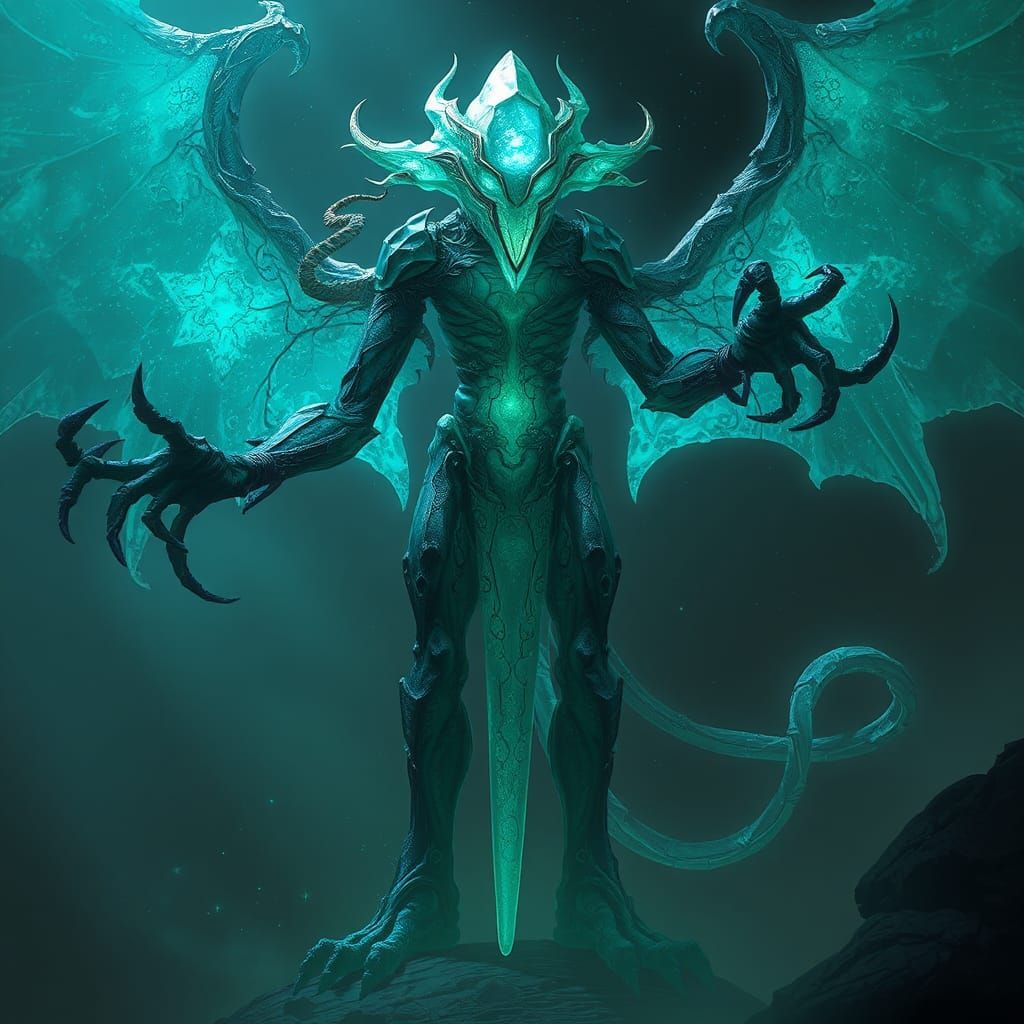 Xel'Naga Watcher: Mystical Being in Biomechanical Style