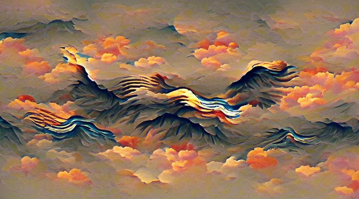 Eagle Soaring Above Mountain River at Sunset