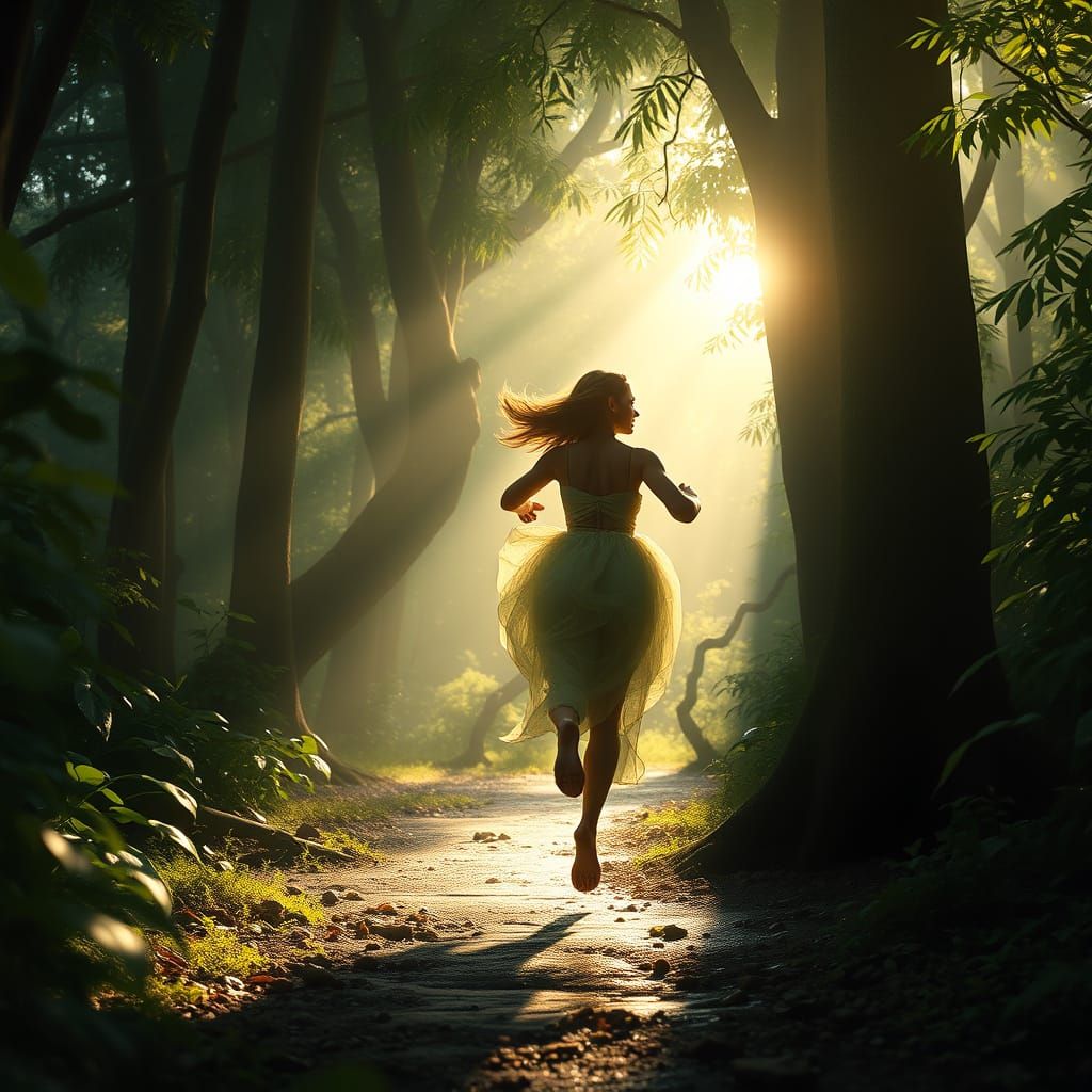Ethereal Princess Runs through Enchanted Forest in Dramatic ...