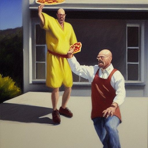 Walter White Pizza Throw, Gurney Oil Painting