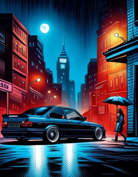 1991 Blue Alpina Series 3 in Comic Book Style