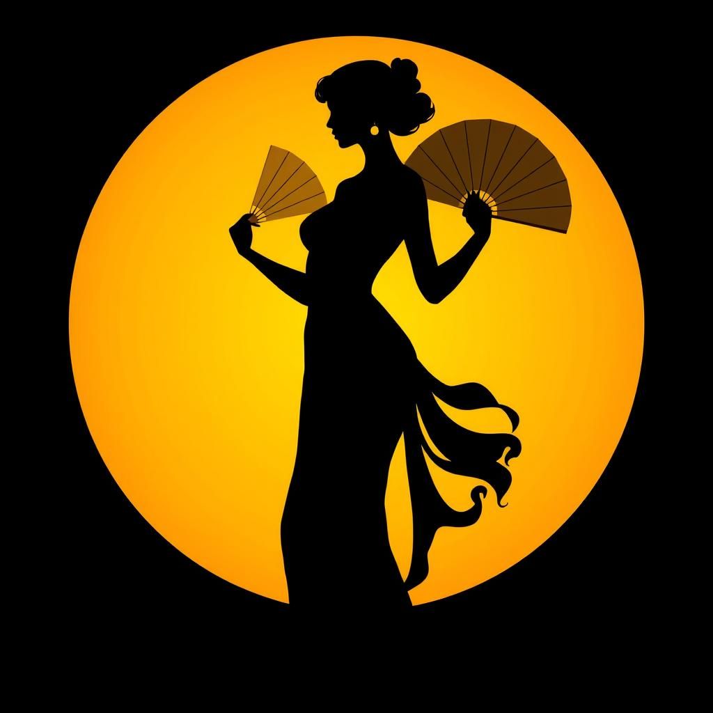 Art Deco Woman Silhouette with Golden Light