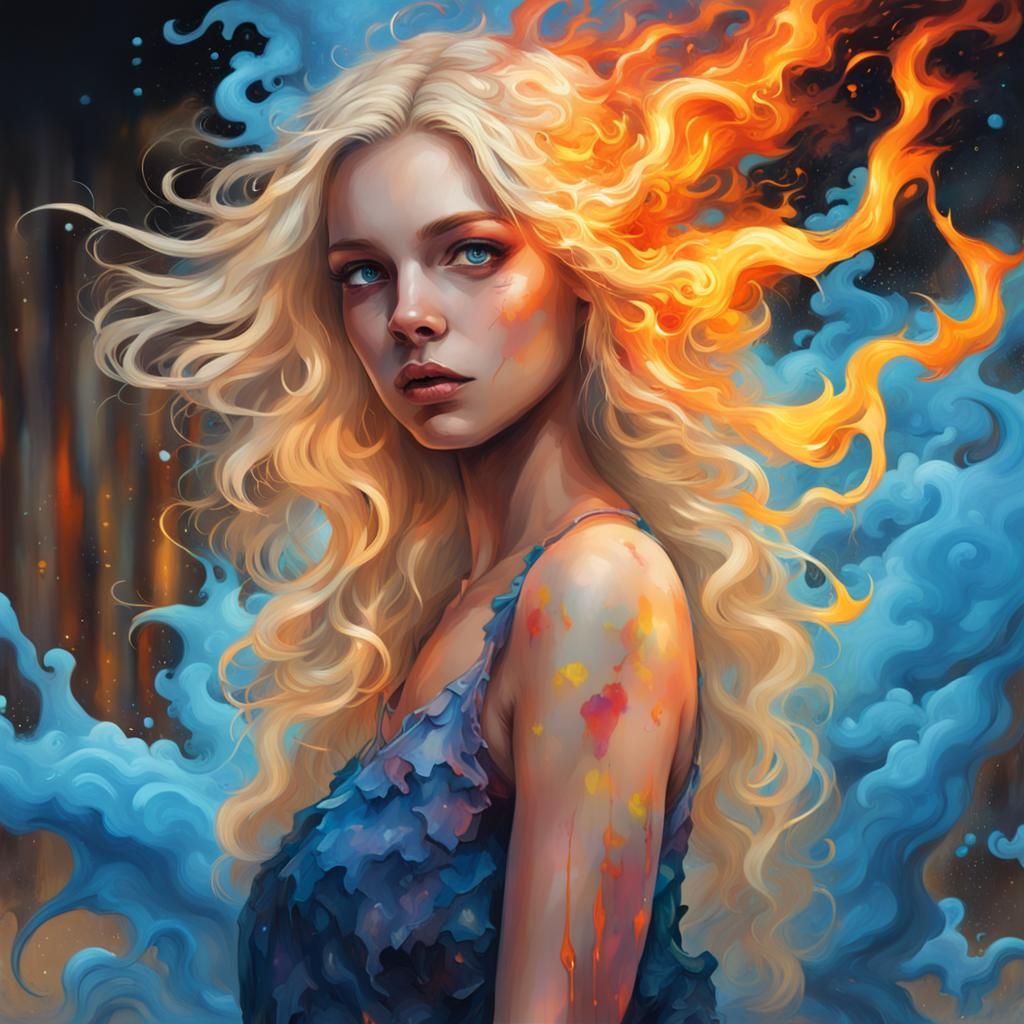 Fiery Woman in Street Art Style