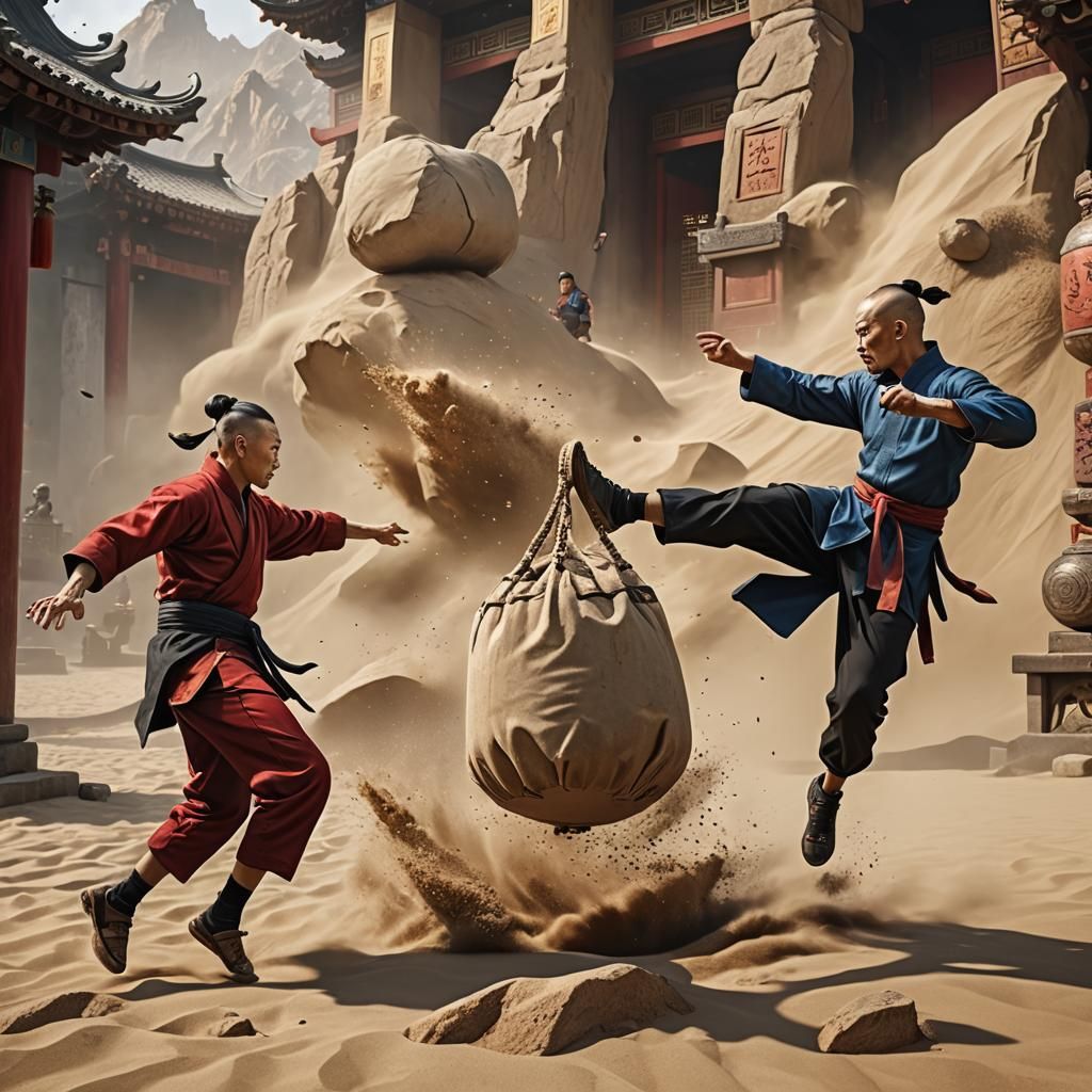 Kung Fu Master and Apprentice: Detailed Digital Painting