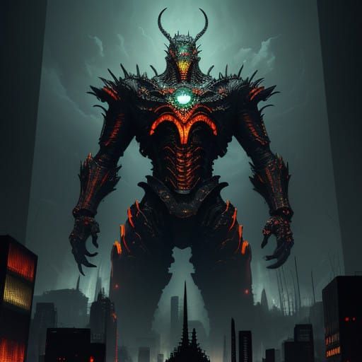 Bio-Mechanical Godzilla Dominates a Ruined Metropolis