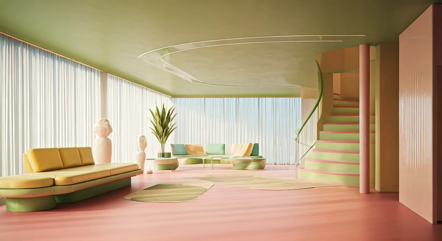 Luxurious Futuristic Home Interior in Soft Warm Light