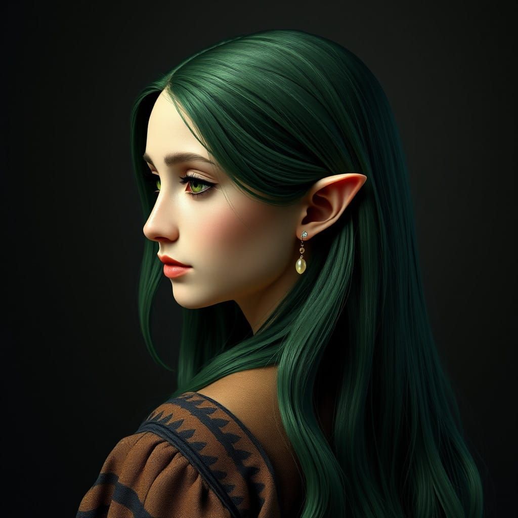 Young Woman-Elf in Profile with Serene Expression, Inspired ...