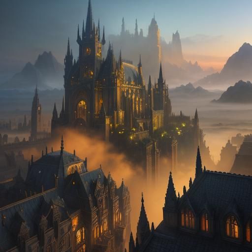 Jorge el Curioso in a Fantastical Cityscape