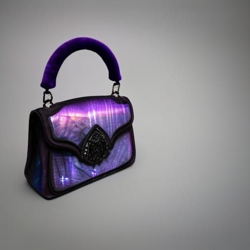 Purple labradorite handbag with purple holographic accents& purple velvet accents& gothic vibes& ethereal vibes& magical...