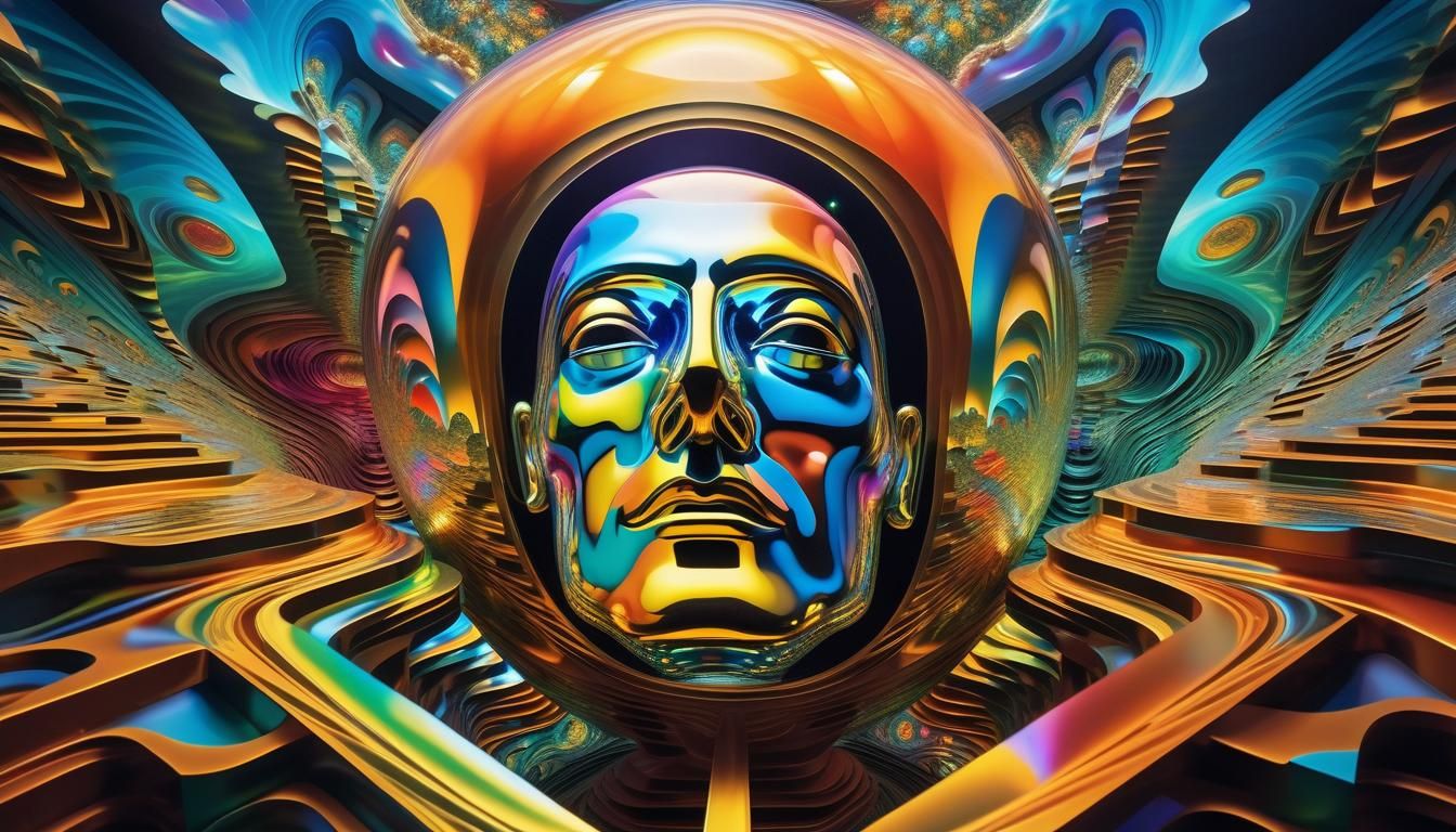 Cybernetic Face in Surrealist Dreamscape: Digital Art