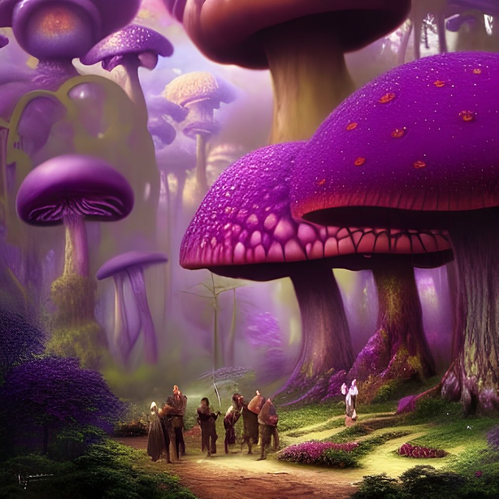 Purple Mushroom Forest: Digital Matte Painting