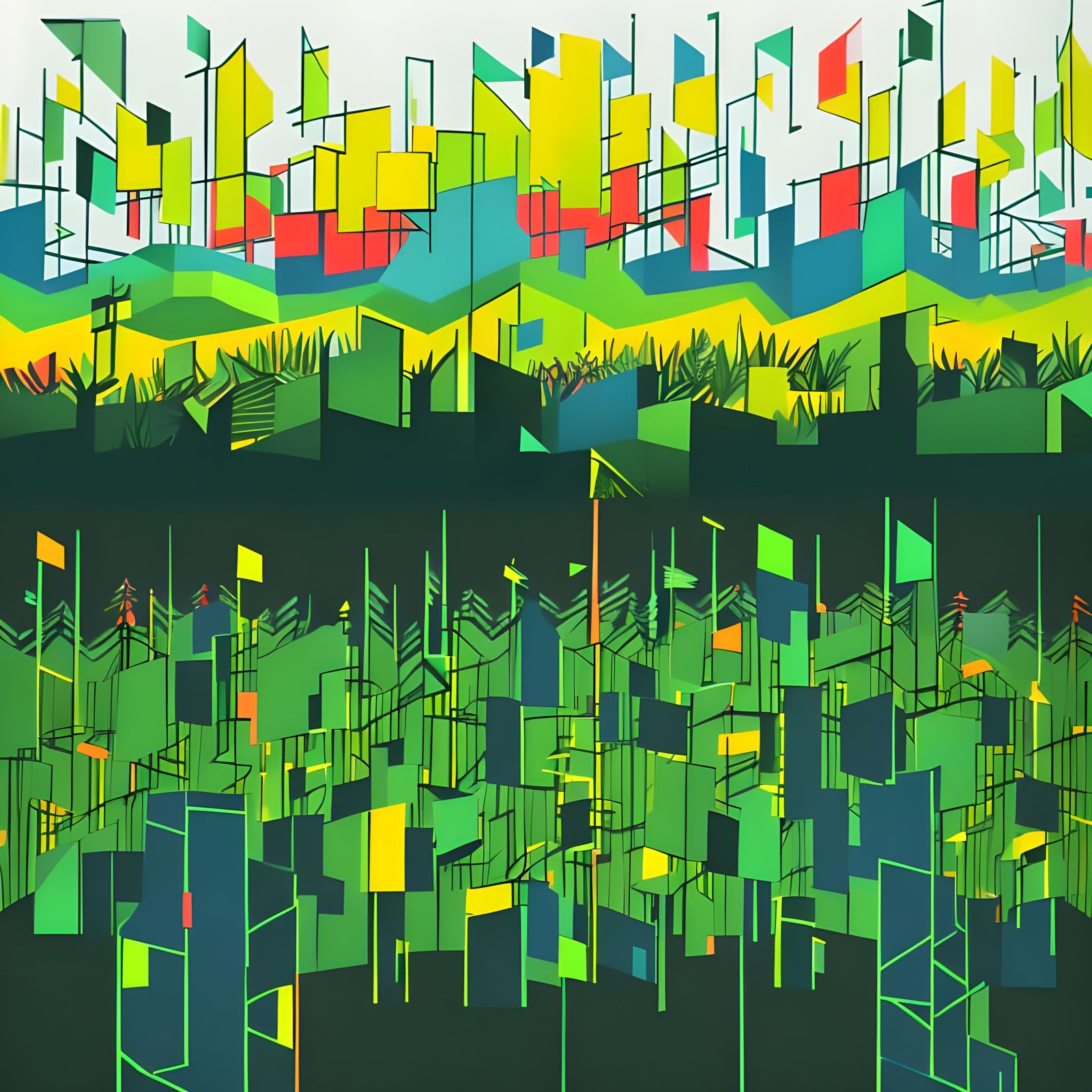 Winter Forest Graphic Score Abstract Painting