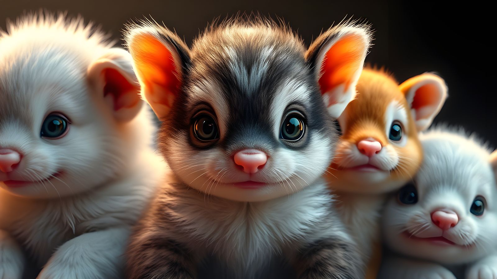 Cute Fuzzy Baby Animals in Hyperdetailed Digital Art
