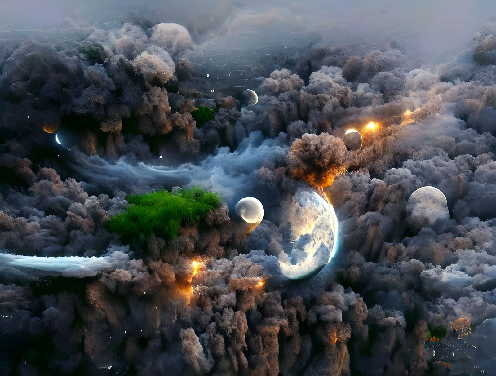 Moon Crash: Detailed Matte Painting of Earth's Destruction