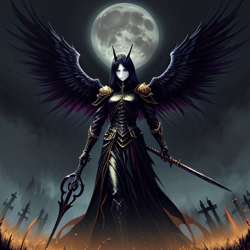 Angel of Death in Graveyard, Anime Style