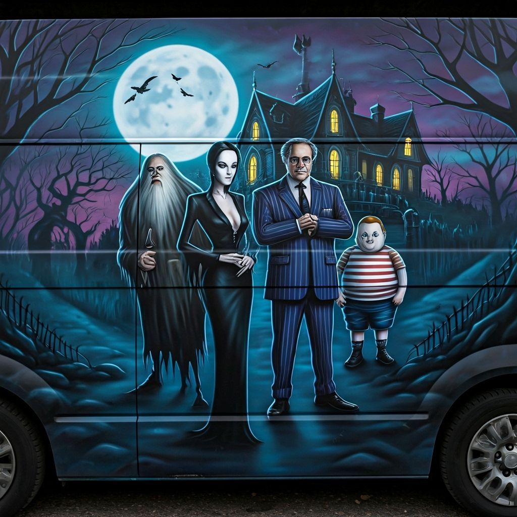 Addams Family Airbrushed Pop Art Mural