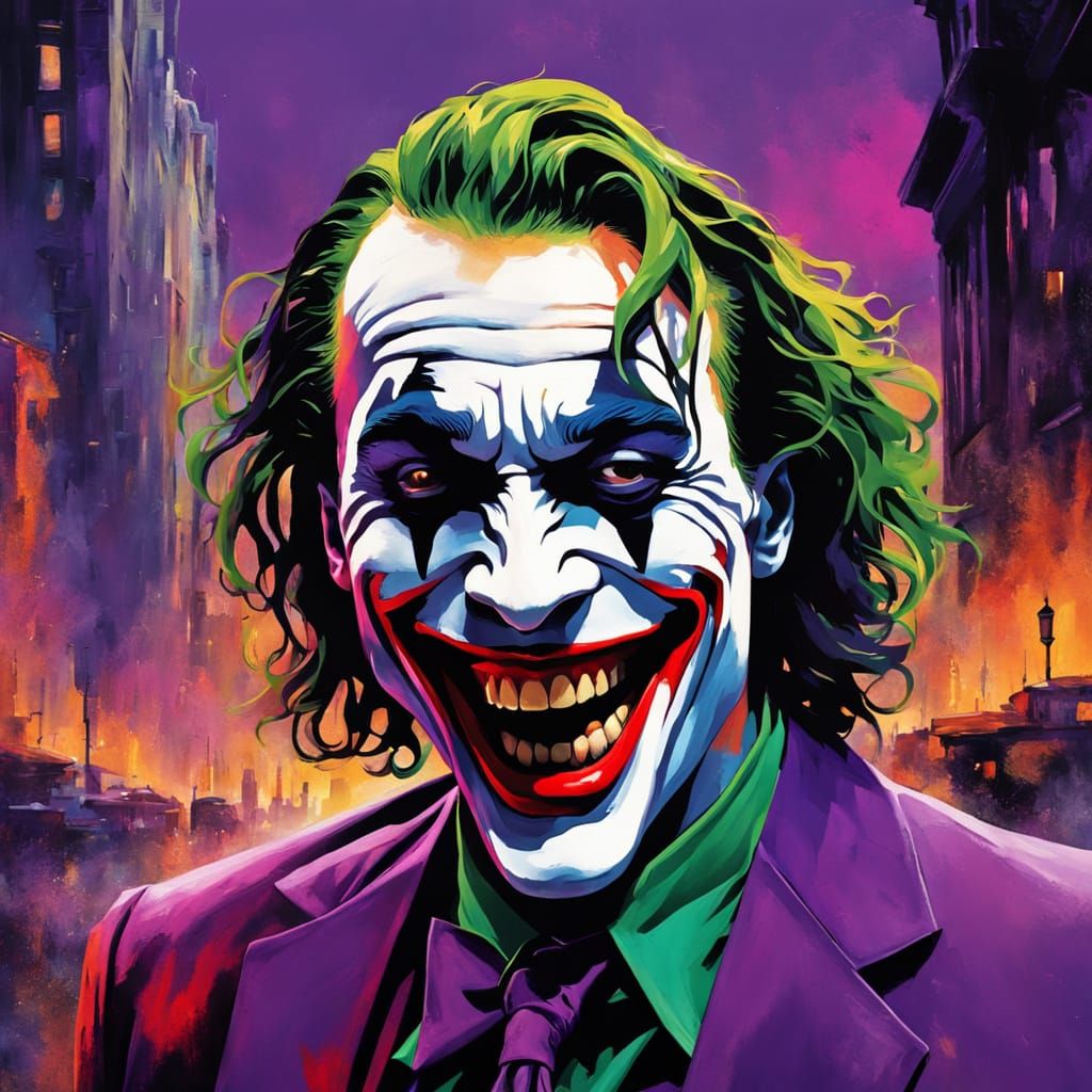 Surreal Joker Portrait in Vibrant Expressionism