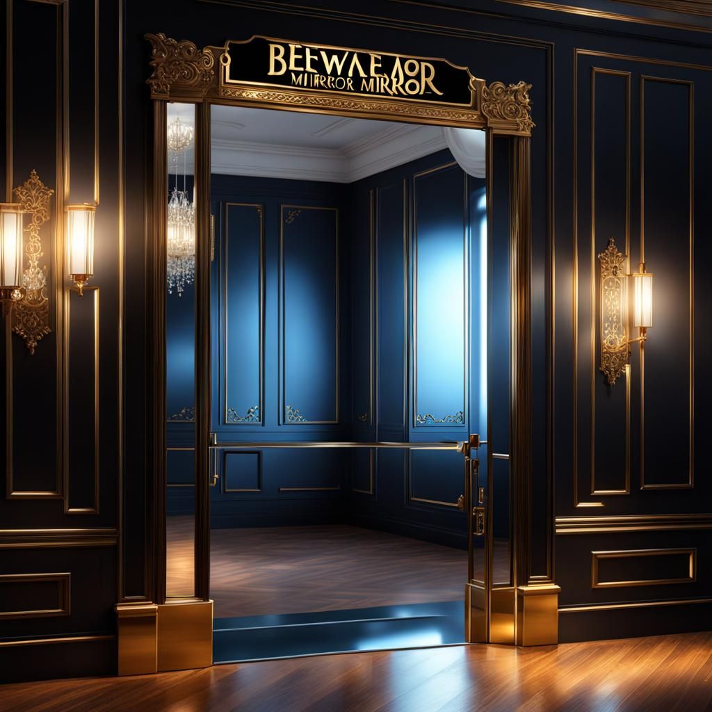 Beware Mirror: Photorealistic Door Illustration