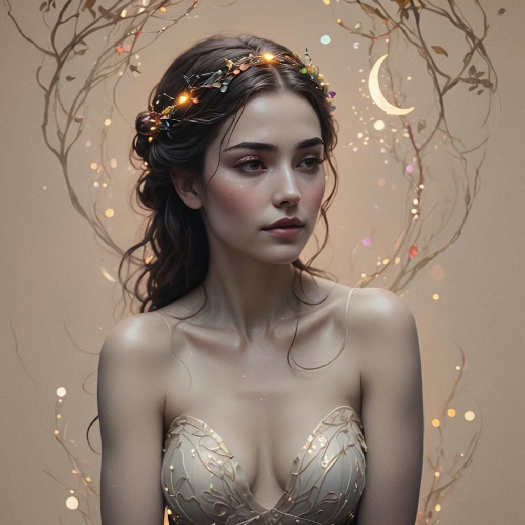 Fantasy Women Embrace in Whimsical Anime-Inspired Art