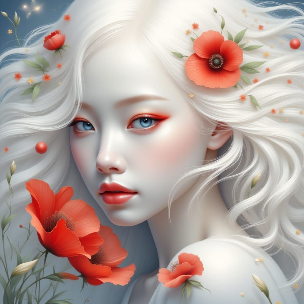 Portrait with a few Poppies