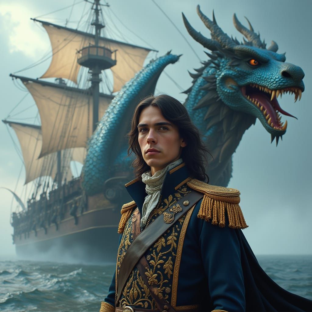 Dragon Warship Officer in Detailed Fantasy Style