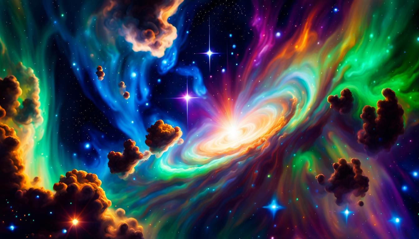 Cosmic Oil Painting of Binary Star System