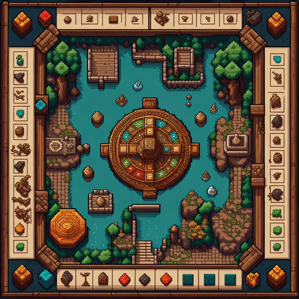 Ancient Board Game in 8-bit Pixel Art