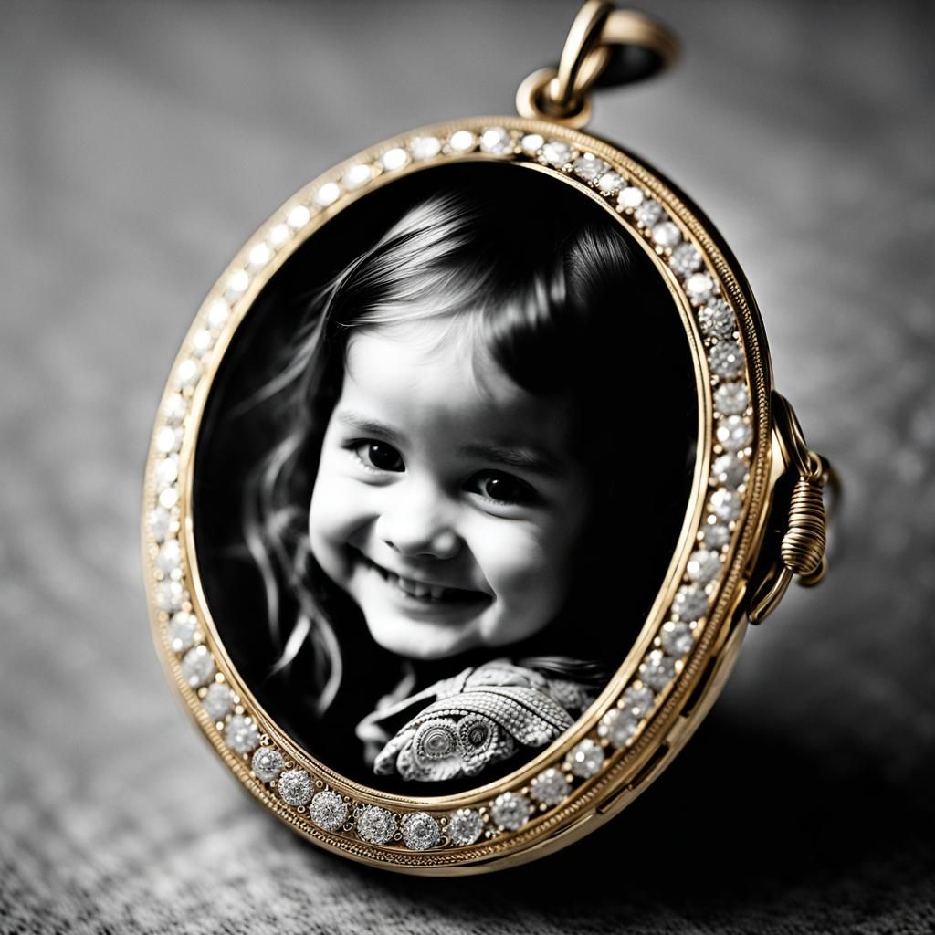 Ornate Gold Locket Reveals Smiling Daughter Portrait