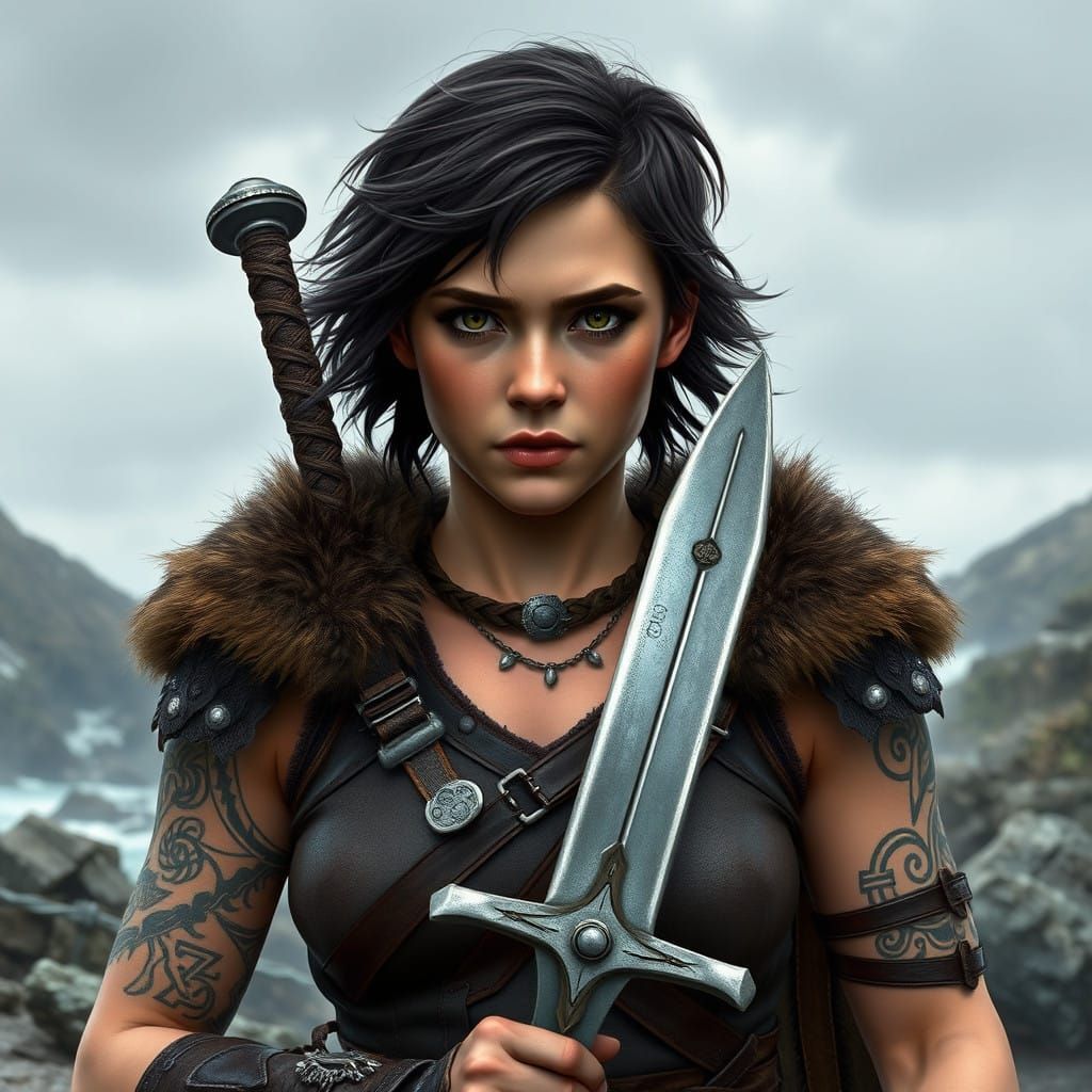 Fierce Viking Warrior in Leather Armor