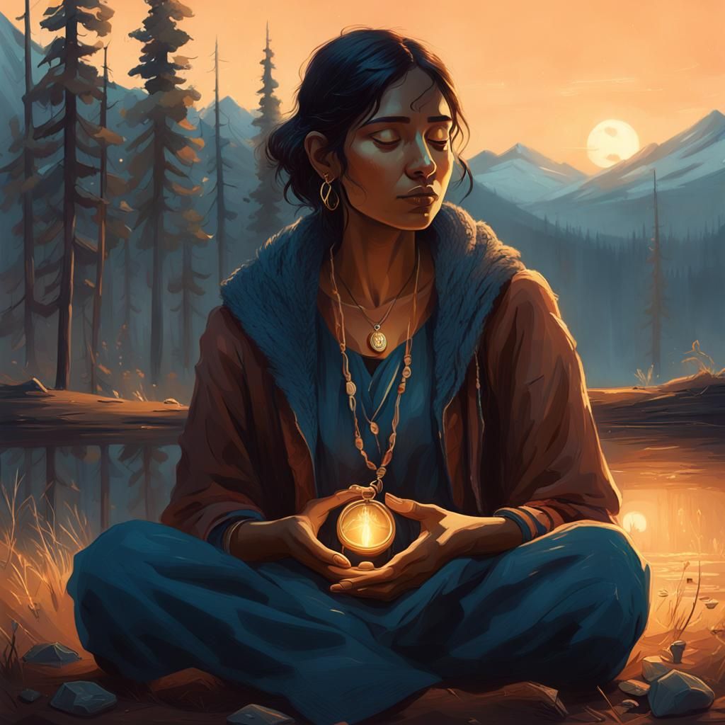 Mystical Indian Woman Concept Art in Warm Light