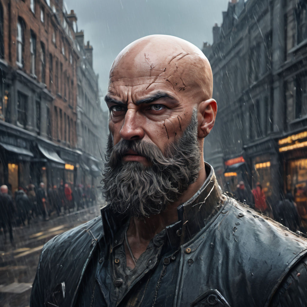 Stormy London Streets in Futuristic Art Style