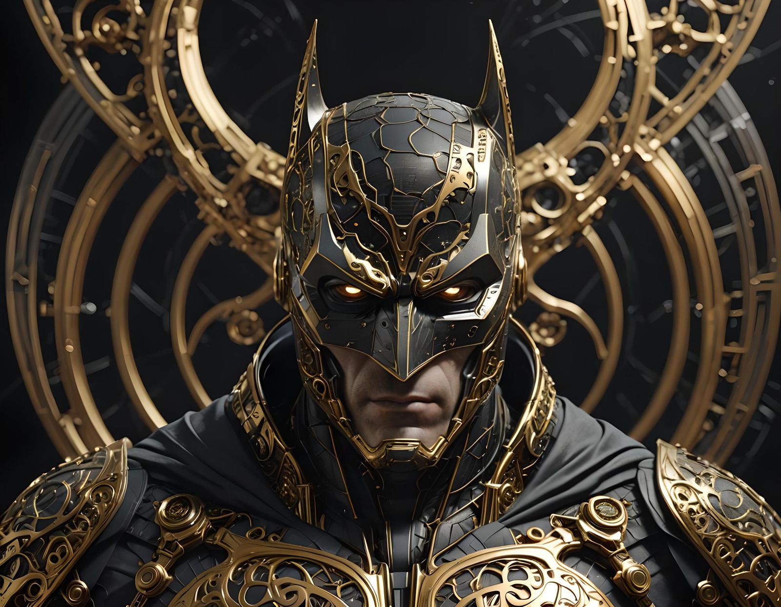 Cyberpunk Batman Portrait in Chrome Silk Style