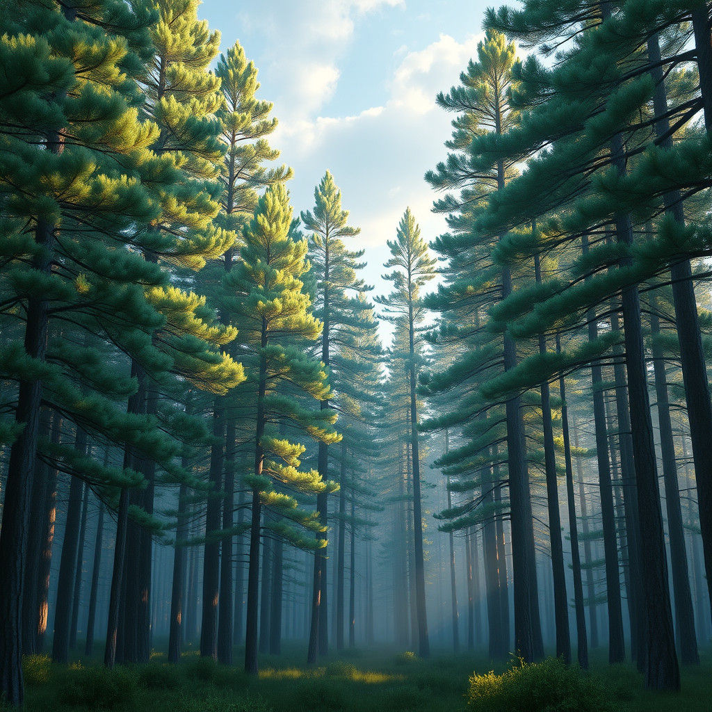 Majestic Pine Forest in Detailed Matte Painting Style