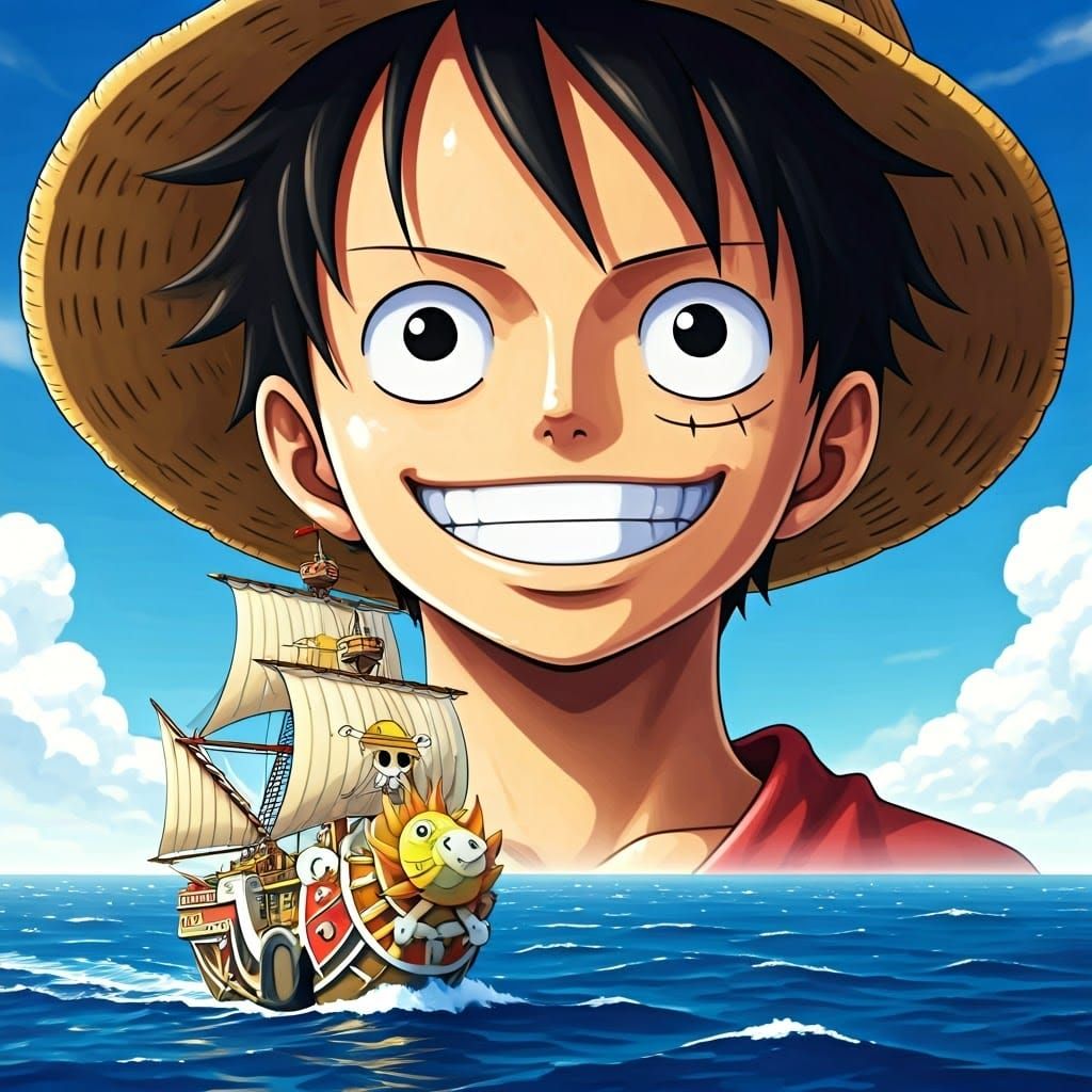 Luffy and the Thousand Sunny Sail the Azure Waves