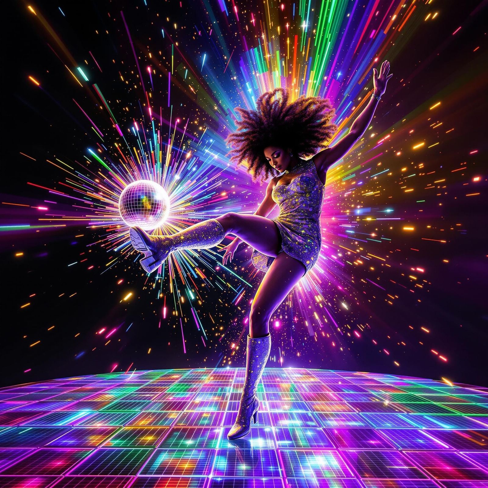 Vibrant Disco Explosion in Motion