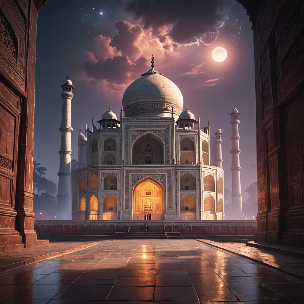 Taj Mahal in Neon Alley: Digital Matte Painting