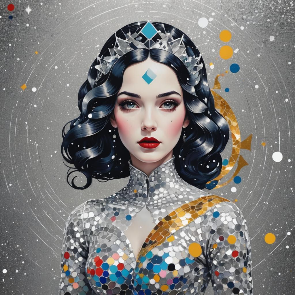 Snow White Space Mermaid in Pop Art Style